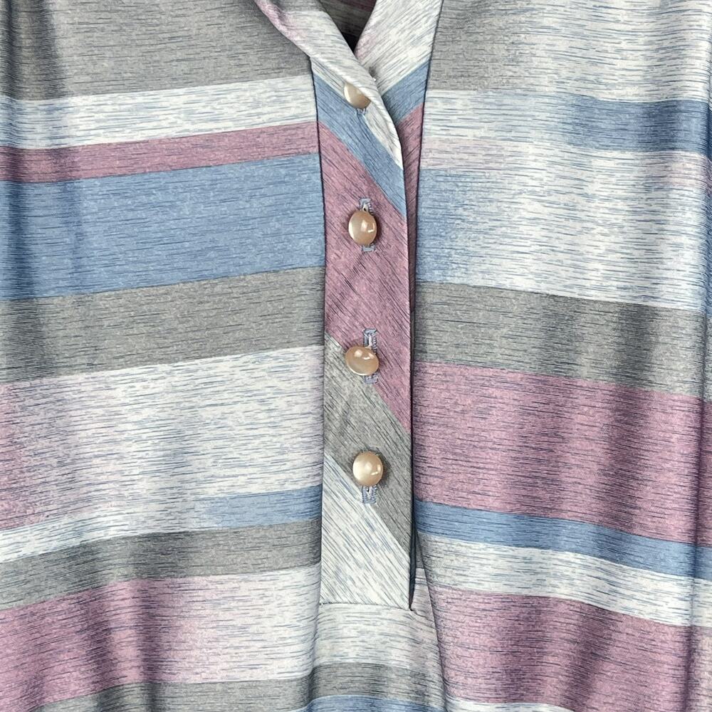 Vtg 80s Cue Fashions Striped Pleated Midi Dress Size 16.5 Large Retro Glamoratti - Picture 6 of 16